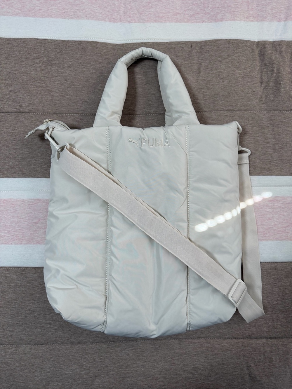 Puma Quilted Tote Bag in Light Beige